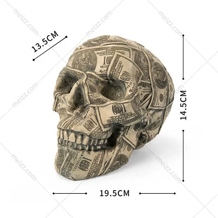 painted human skull sculpture