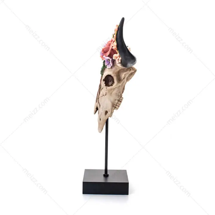 cow skull decor with flowers