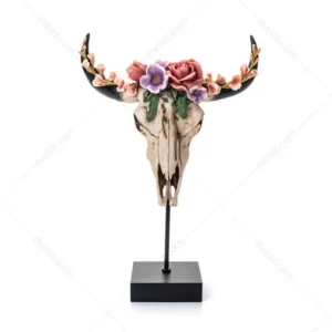 cow skull decor with flowers