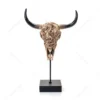 Hand Carved Cow Skull Statue