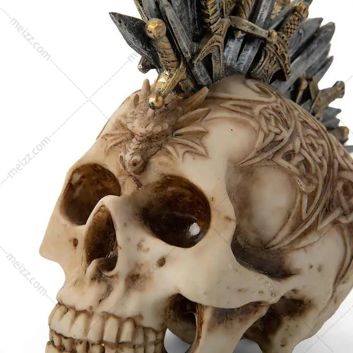 sword mohawk skull statue