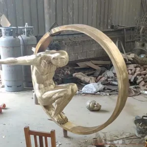 Bronze Gymnast Circle Sculpture
