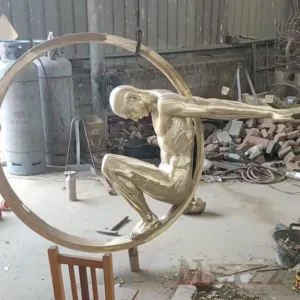 Bronze Gymnast Circle Sculpture