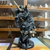 Black Dark Unicorn Head Bust With Skeleton Bones And Skulls