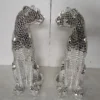 Mosaic Silver Panther Statue