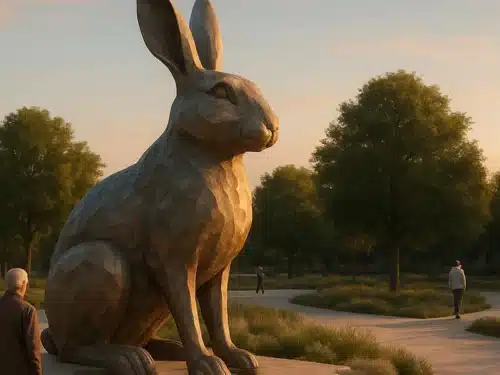 Large rabbit statues